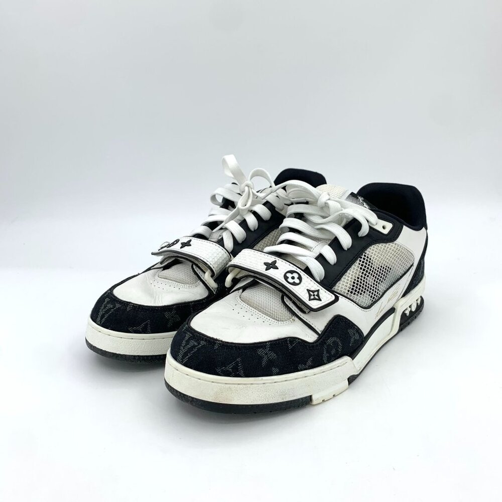 Louis Vuitton Mens Lv Trainer Sneakers Size 43 / 9 Black White Monogram Canvas L